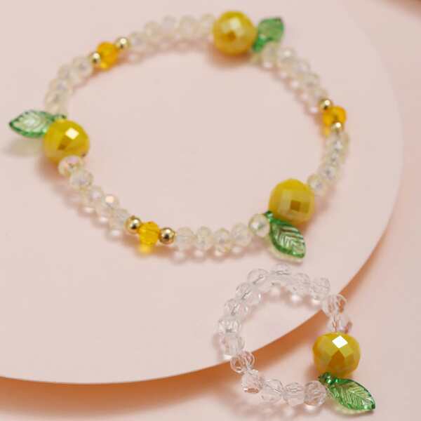 

Fruit Decor Beaded Bracelet & Ring, Multicolor
