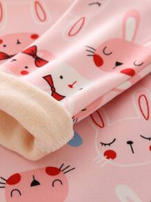 Toddler Girls Cartoon Rabbit Print Tee & Trousers - Pink - View 3