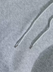 SHEIN EZwear Plus Letter Graphic Drawstring Kangaroo Pocket Drop Shoulder Hoodie - Light Grey - View 7