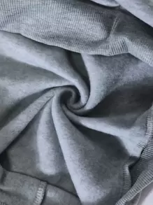 SHEIN EZwear Plus Letter Graphic Drawstring Kangaroo Pocket Drop Shoulder Hoodie - Light Grey - View 6