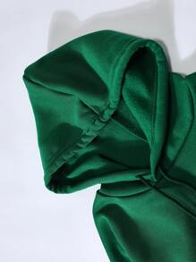 INAWLY Solid Kangaroo Pocket Thermal Lined Hoodie,Long Sleeve Tops - Green - View 3