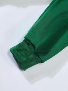 INAWLY Solid Kangaroo Pocket Thermal Lined Hoodie,Long Sleeve Tops - Green - View 5