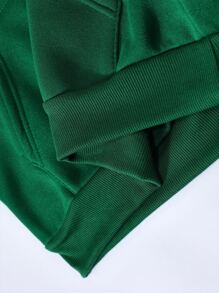 INAWLY Solid Kangaroo Pocket Thermal Lined Hoodie,Long Sleeve Tops - Green - View 7