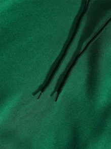 INAWLY Solid Kangaroo Pocket Thermal Lined Hoodie,Long Sleeve Tops - Green - View 8