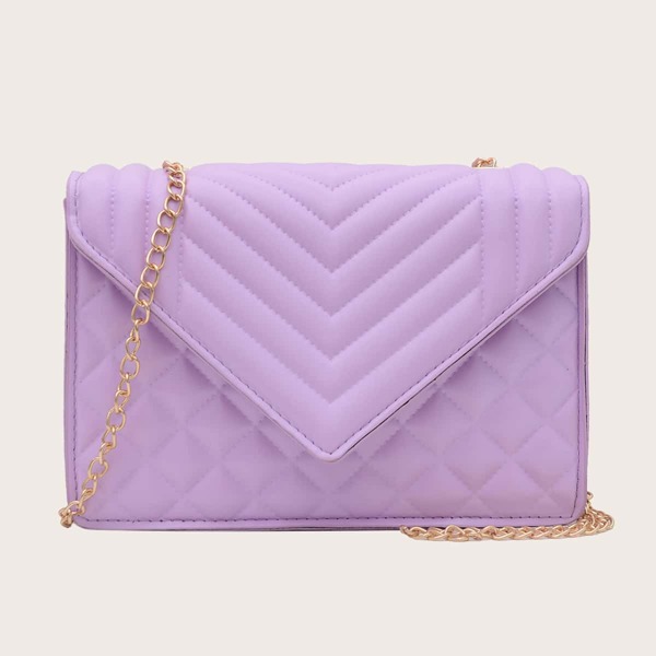 

Girls Chevron Flap Square Bag, Purple
