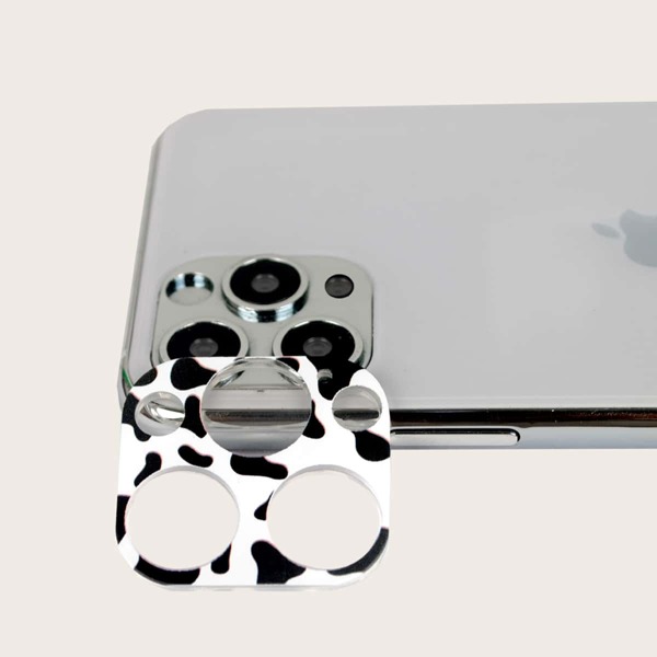 

5pcs Cow Pattern Camera Lens Tempered Film, Black