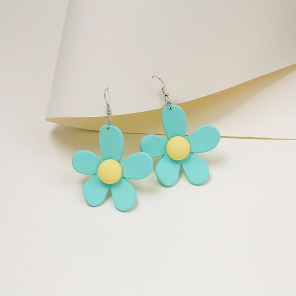 

Flower Drop Earrings, Green