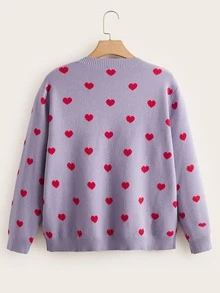 Gilet avec motif cœur - Prune - Voir 2