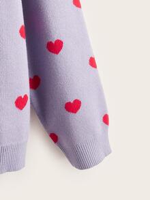 Gilet avec motif cœur - Prune - Voir 3