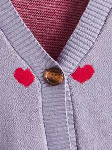 Gilet avec motif cœur - Prune - Voir 4