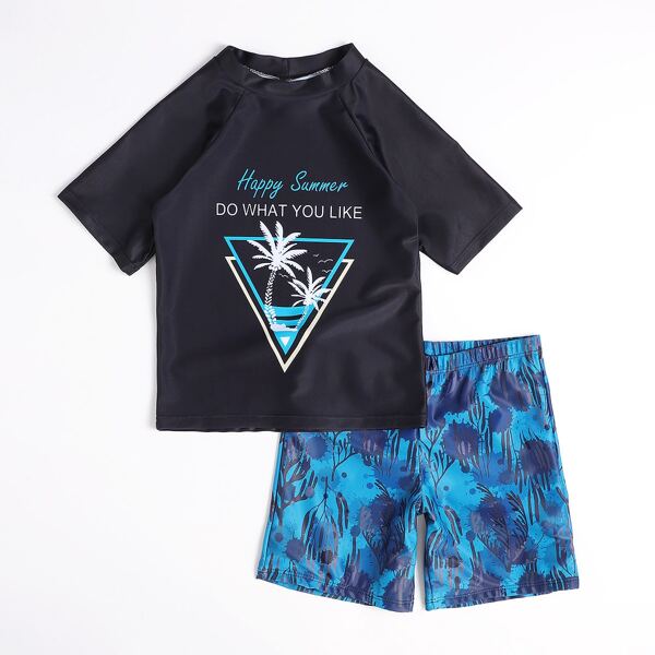 

Boys Letter Graphic Beach Swimsuit, Multicolor