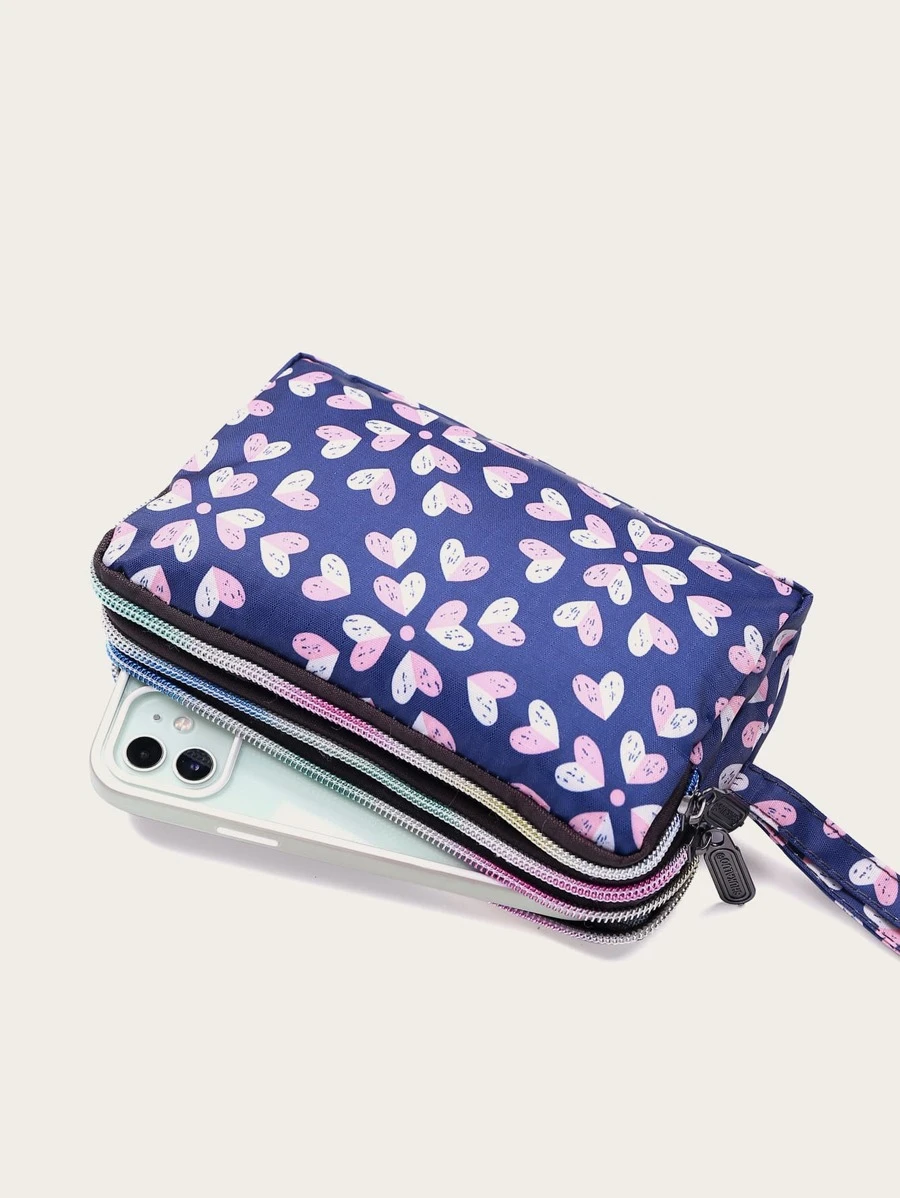 Monedero largo con estampado de corazón cremallera - Multicolor - Ver 1