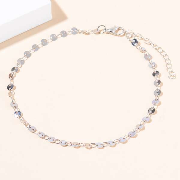

1pc Minimalist Anklet, Silver