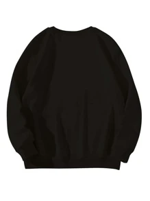 Plus Slogan Graphic Sweatshirt - Black - View 2