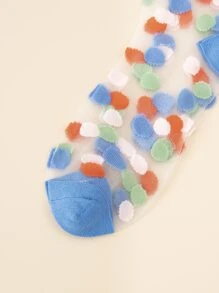 5 đôi tất cổ cao in hình đôi môi, mùa thu - Nhiều màu - Xem 3