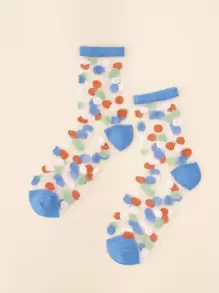 5 đôi tất cổ cao in hình đôi môi, mùa thu - Nhiều màu - Xem 7