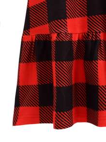 SHEIN Tall 大格紋印花荷葉邊連衣裙 - 彩色 - 查看 3