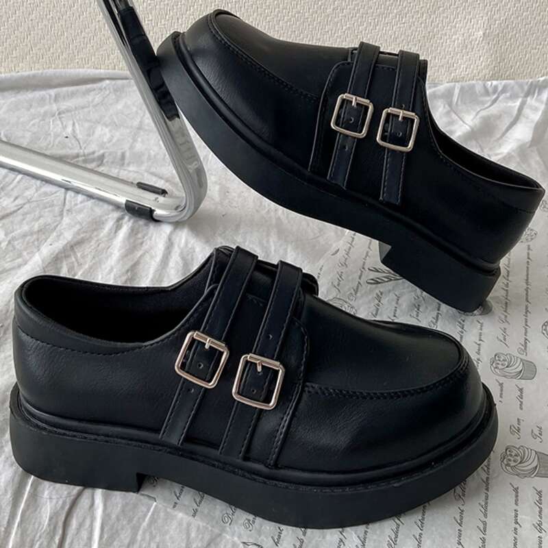 

Double Buckle Decor Shoes, Black
