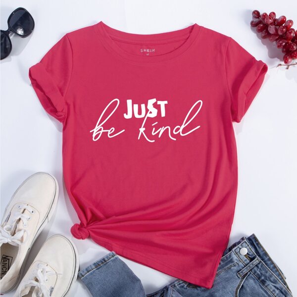 

Slogan Graphic Short Sleeve Tee, Hot pink