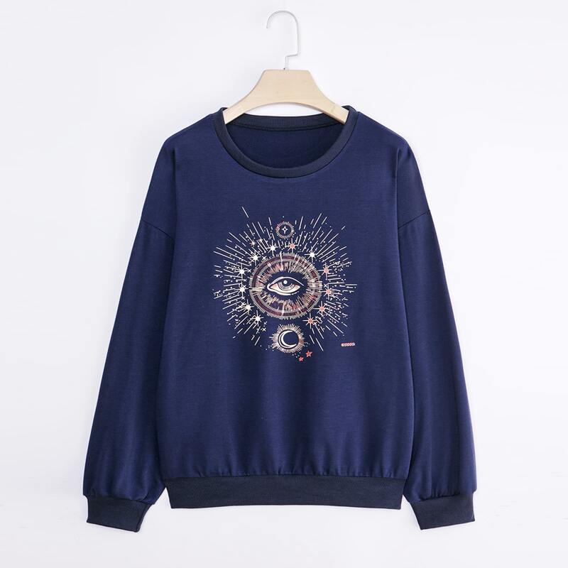 

Sun & Moon Print Sweatshirt, Royal blue