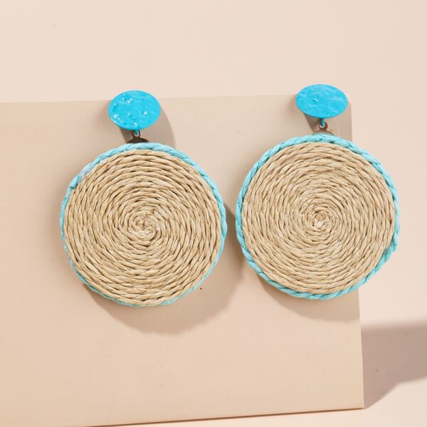 

Rattan Round Drop Earrings, Multicolor
