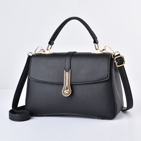 

Minimalist Flap Square Bag, Black