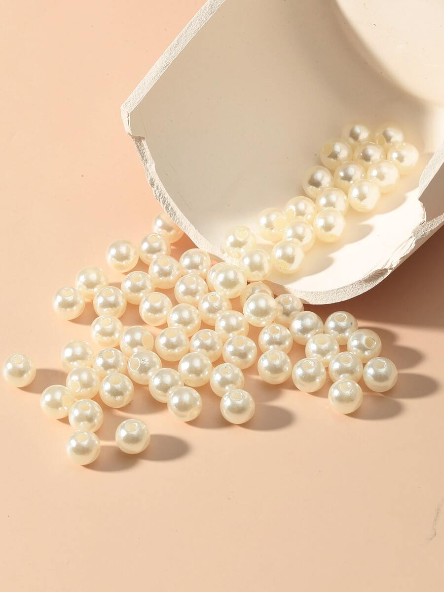 60入組人造珍珠串珠diy珠寶配件 - 白色 - 查看 1