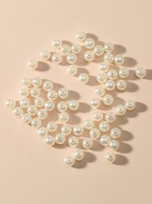 60入組人造珍珠串珠diy珠寶配件 - 白色 - 查看 2