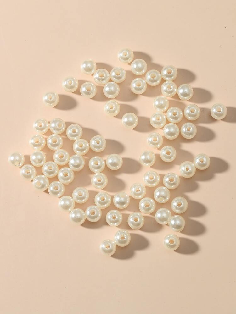60入組人造珍珠串珠diy珠寶配件 - 白色 - 查看 2