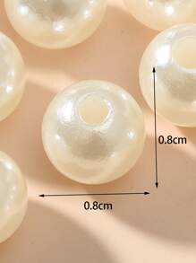 60入組人造珍珠串珠diy珠寶配件 - 白色 - 查看 3