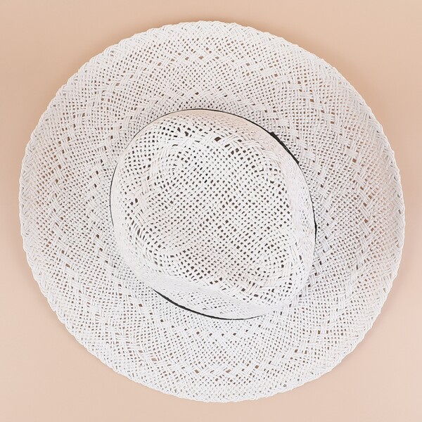 

Two Tone Straw Hat, White