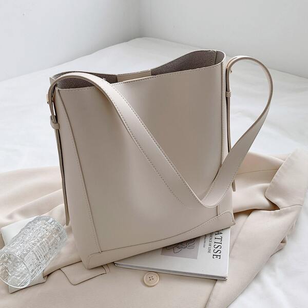 

Solid Crossbody Bag With Inner Pouch, White
