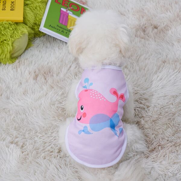 

Cartoon Whale Print Pet Tank, Multicolor