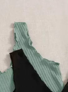 SHEIN EZwear 3pcs Lettuce Trim Rib-knit Tank Top - Multicolor - View 5