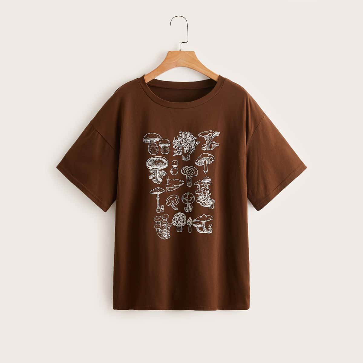 

Mushroom Graphic Tee, Coffee brown