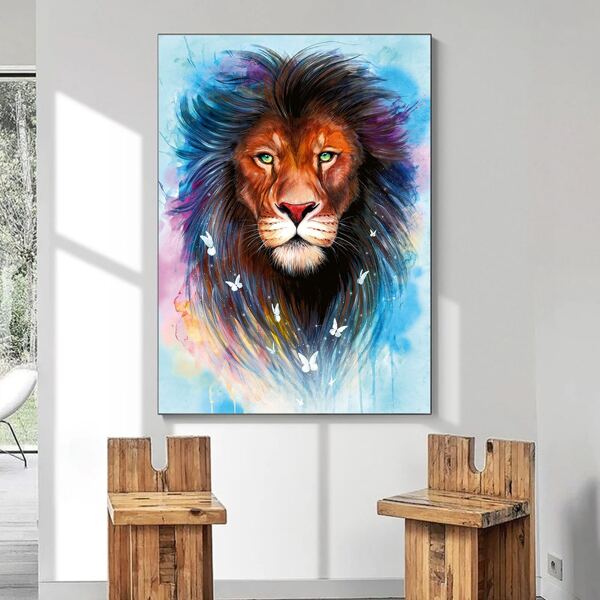 

Lion Print Unframed Painting, Multicolor