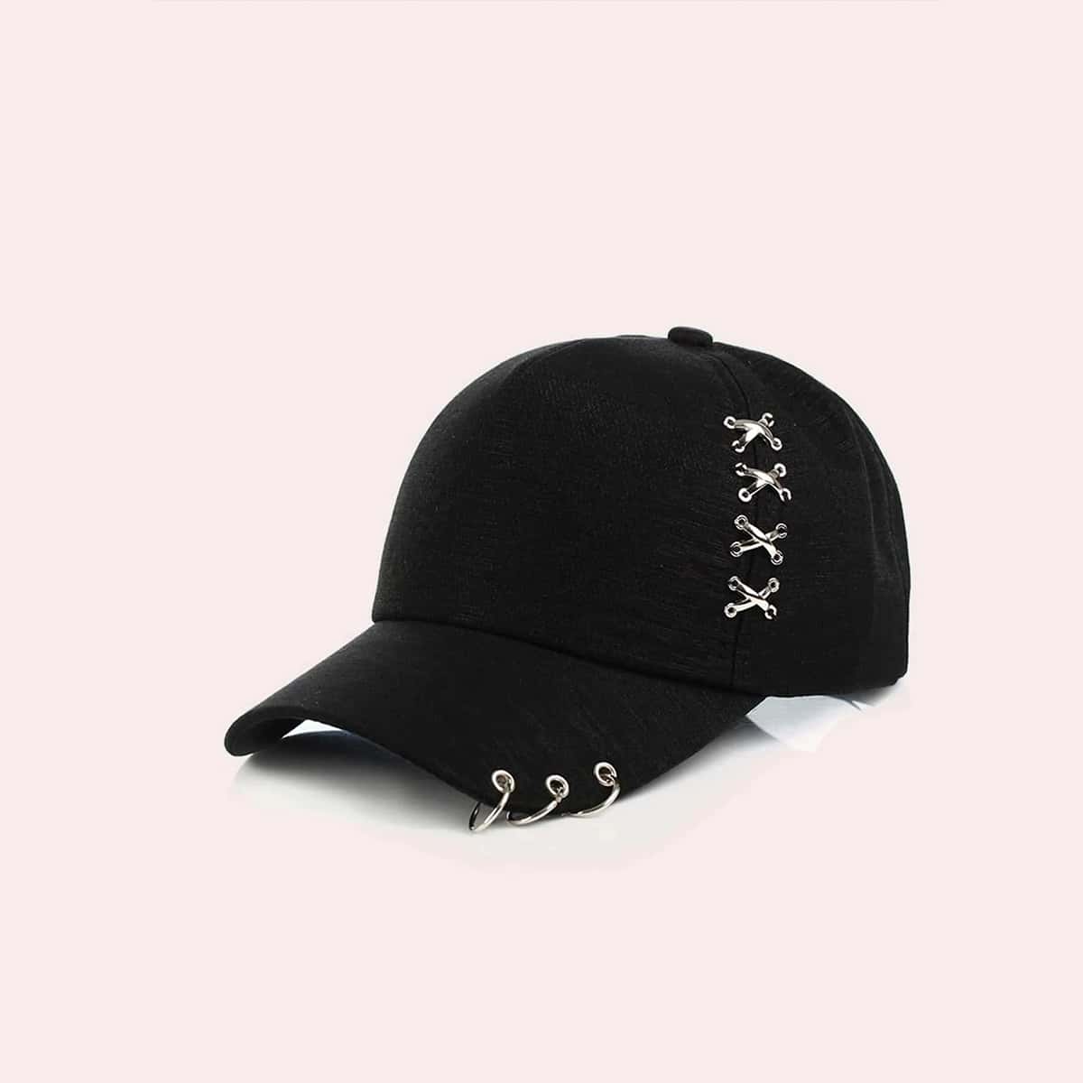 

Iron Ring Decor Baseball Cap, Black