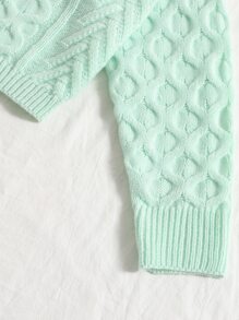 SHEIN EZwear Solid Cable Knit Jumper & Cami Set - Mint Green - View 3