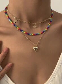 3入組愛心掛飾項鍊 - 彩色 - 查看 6