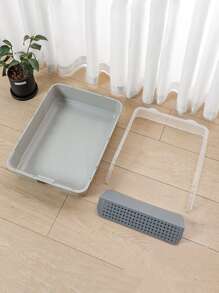 1pc Cat Litter Box - Grey - View 2