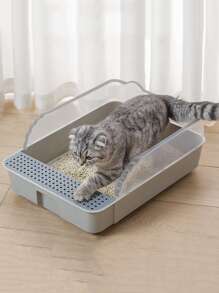 1pc Cat Litter Box - Grey - View 4