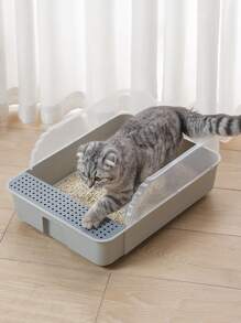 1pc Cat Litter Box - Grey - View 5