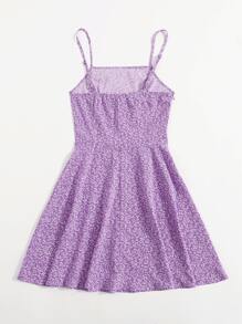 Soleia 滿版植物擴口下擺連衣裙 - 紫丁香色 - 查看 2