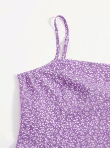 Soleia Plus Allover Plants Cami Dress - Lilac Purple - View 4