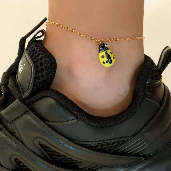 

Ladybug Charm Anklet, Yellow