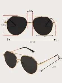 Men's Oceanic Lens Edged Large Frame Metal Double Bridge Retro Fashion Glasses - Black - View 3