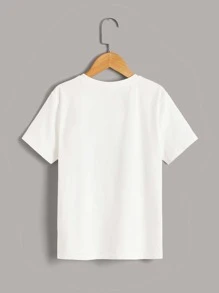 SHEIN Boys Splatter And Skull Print Tee - White - View 2