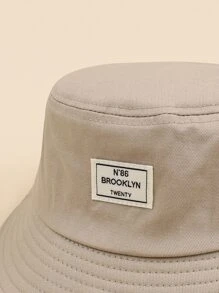 Letter Graphic Label Decor Bucket Hat - Khaki - View 3