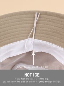 Letter Graphic Label Decor Bucket Hat - Khaki - View 4