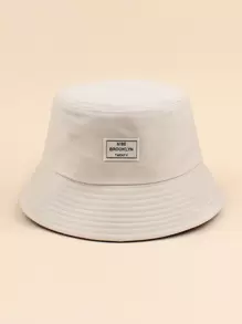 Sombrero cubo con diseño de etiqueta con letra - Beis - Ver 1